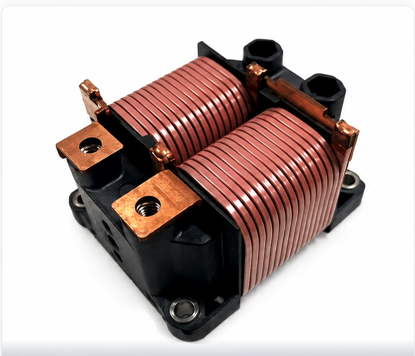 High-current power inductor with copper coils for industrial power electronics